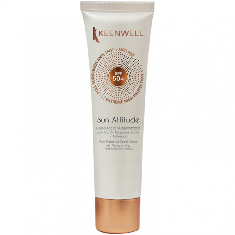 KEENWELL SUN ATTITUDE SPF 50 DEPIGMENTUOJANTIS IR PRIEŠ ODOS SENĖJIMĄ VEIKIANTIS VEIDO KREMAS, 60 ML