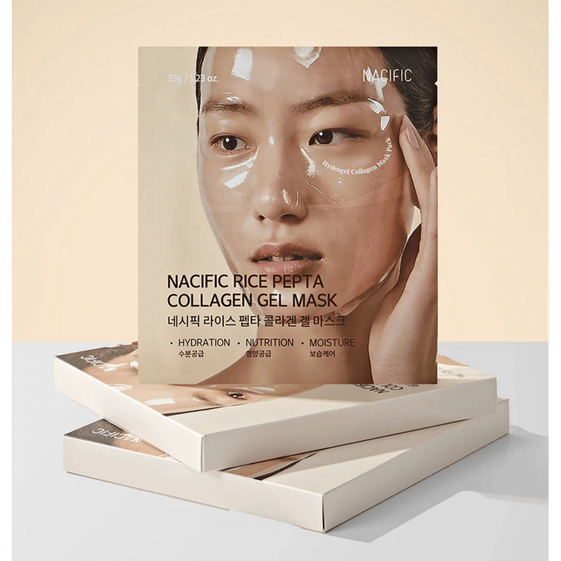 NACIFIC RICE PEPTA Collagen Gel Mask kolageno gelinė veido kaukė su peptidų kompleksu ir ryžių ekstraktu, 35 g.