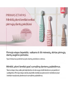 K-MOM vaikiškas dantų šepetėlis (nuo 12 iki 36 mėnesių)
