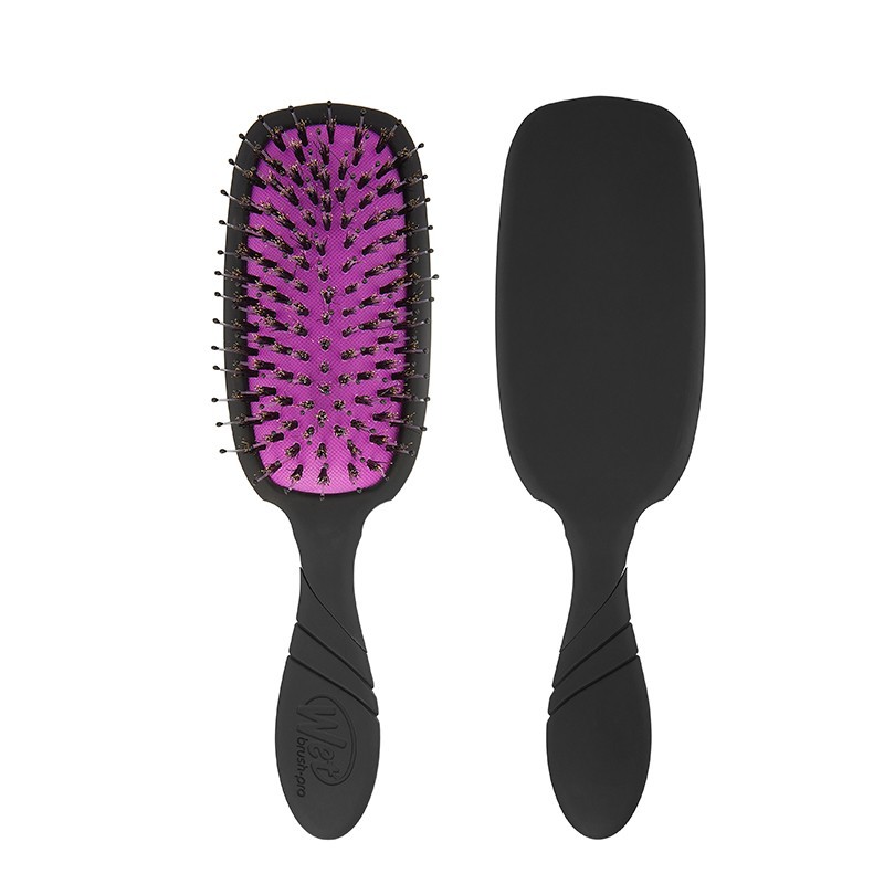 WETBRUSH PRO SHINE ENHANCER plaukų šepetys su šerno šereliais, juodas