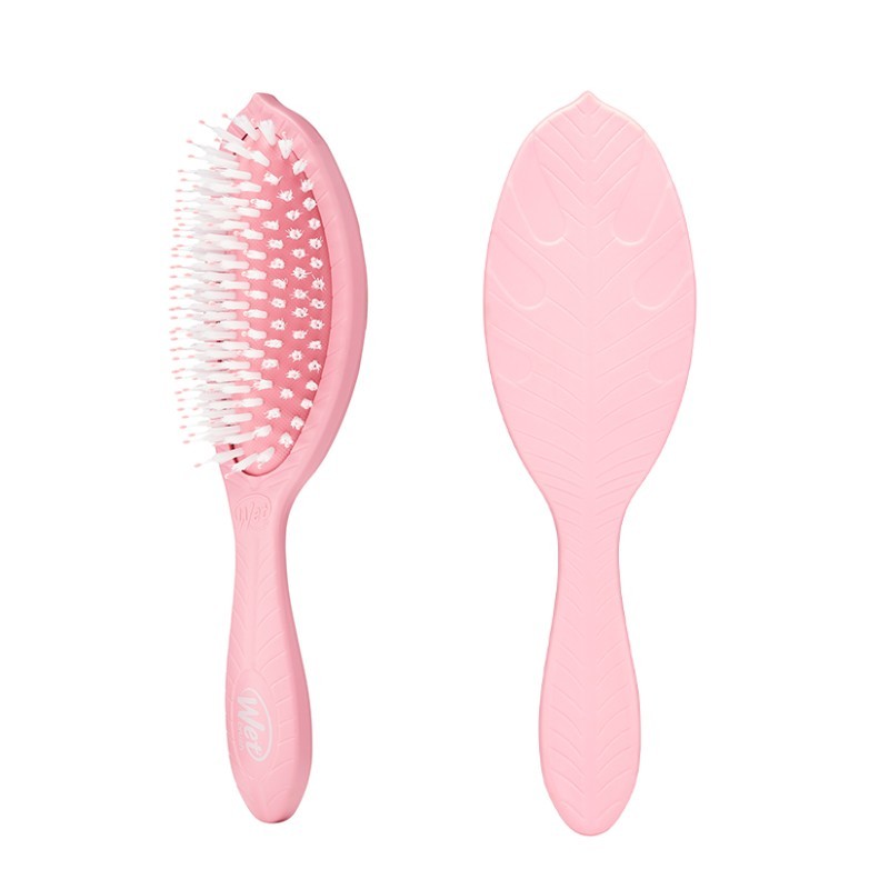 WETBRUSH GO GREEN™ TREATMENT & SHINE plaukų šepetys su sintetiniais šereliais ir natūraliais aliejais, rožinis
