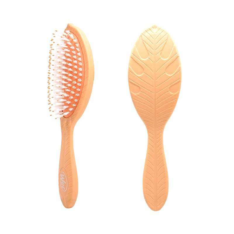 WETBRUSH GO GREEN™ TREATMENT & SHINE plaukų šepetys su sintetiniais šereliais ir natūraliais aliejais, oranžinis